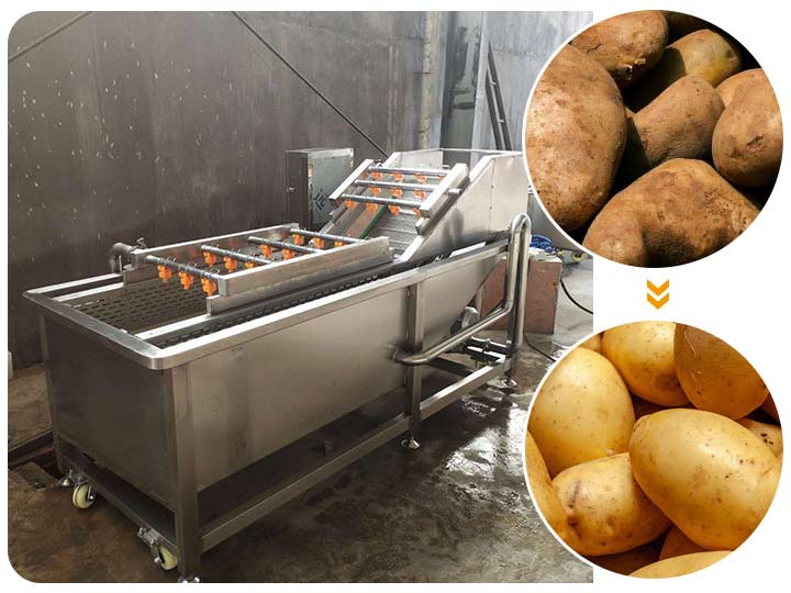 Bubble type potato cleaning machine