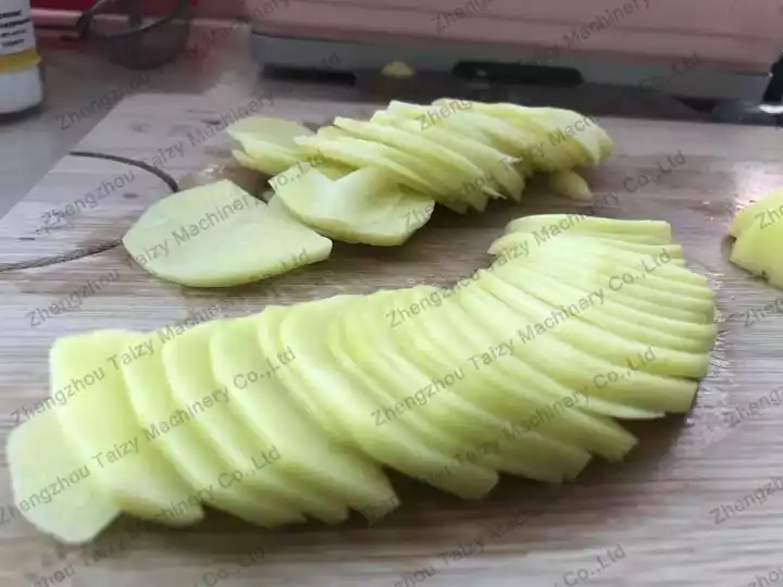 Sliced potatoes